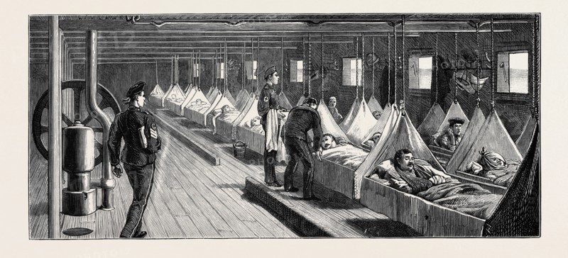 THE WAR IN EGYPT: BRINGING HOME THE SICK AND WOUNDED ON BOARD H.M.S. "EUPHRATES"