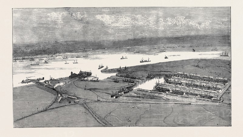 BIRD'S-EYE VIEW OF THE EAST AND WEST INDIA DOCK EXTENSION, TILBURY