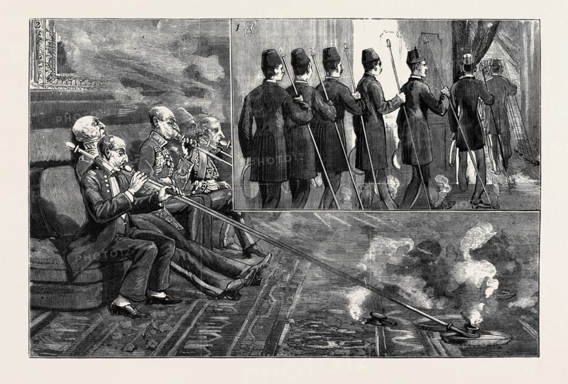 EGYPT AFTER THE WAR: 1. The March of the Pipe Bearers for the Diplomatic Corps; 2. The Smoke of the Diplomatists