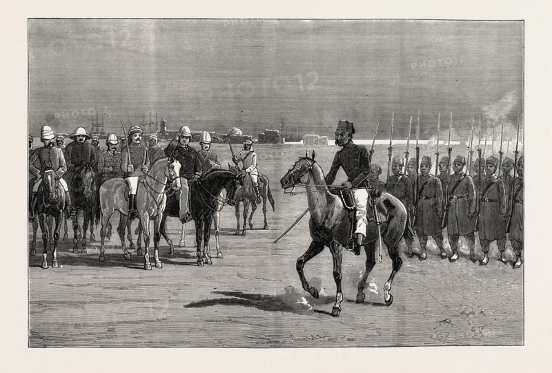 THE REBELLION IN THE SOUDAN (SUDAN): REVIEW OF EGYPTIAN TROOPS AT SUAKIM BY ADMIRAL SIR W. HEWETT