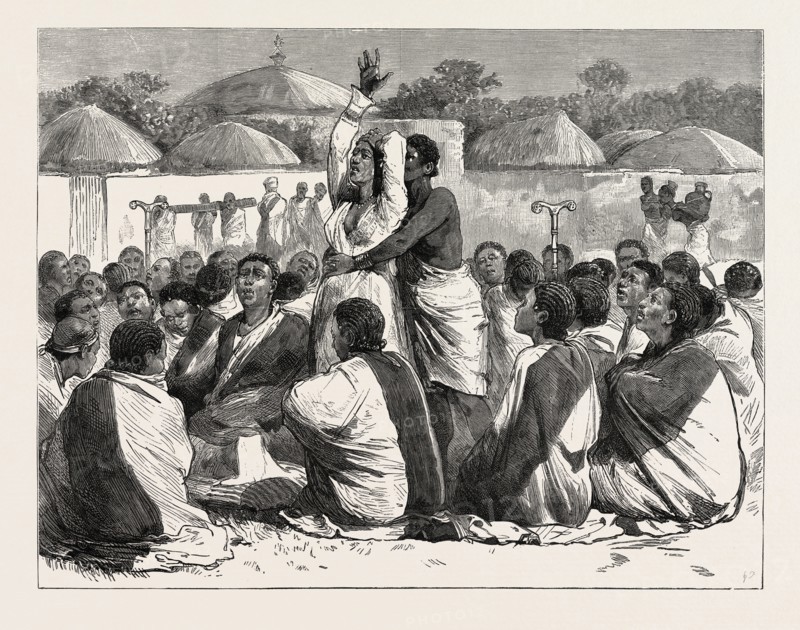 WITH ADMIRAL SIR W. HEWETT'S EMBASSY TO KING JOHN OF ABYSSINIA: AN ABYSSINIAN FUNERAL, A MOTHER BEWAILING HER INFANT