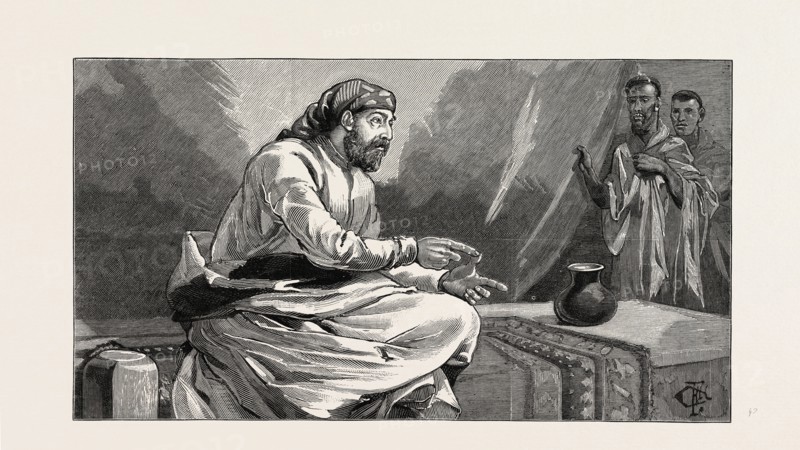 WITH ADMIRAL SIR W. HEWETT'S EMBASSY TO KING JOHN OF ABYSSINIA: CAPTAIN TRISTRAM SPEEDY ARGUES WITH THE NATIVES IN THE AMHARIC TONGUE