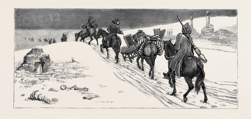 THE EASTERN QUESTION, WITH THE TURKS: A JOURNEY FROM ALEXINATZ TO THE SERVIAN CAMP: LOOT FROM ALEXINATZ: BASHI-BAZOUKS RETURNING HOME