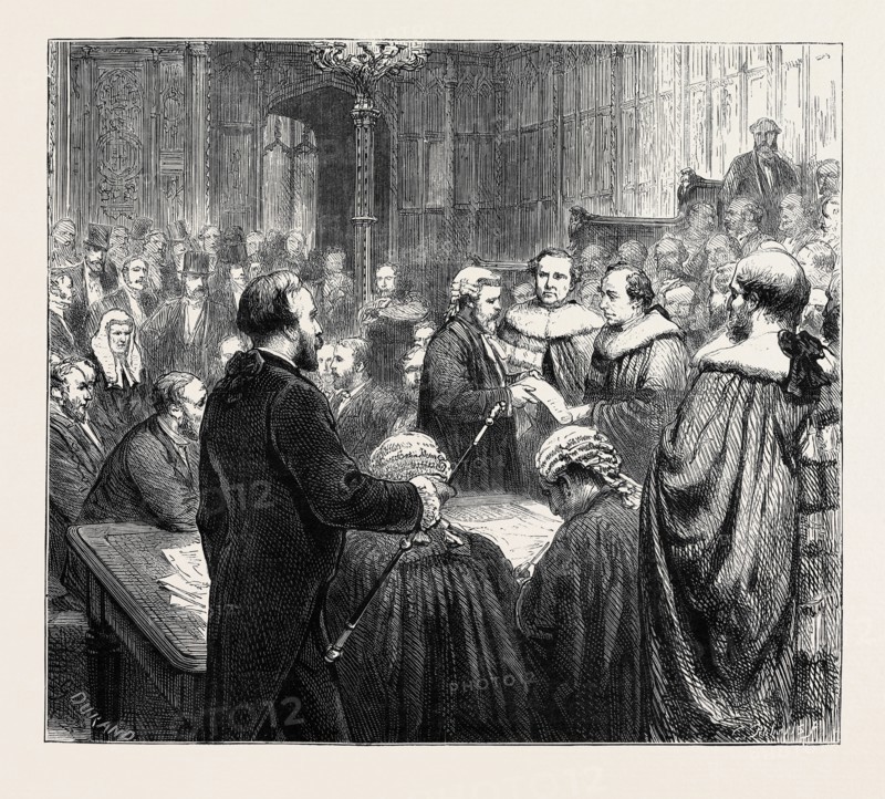 THE OPENING OF PARLIAMENT: INTRODUCTION OF THE EARL OF BEACONSFIELD TO THE HOUSE OF LORDS