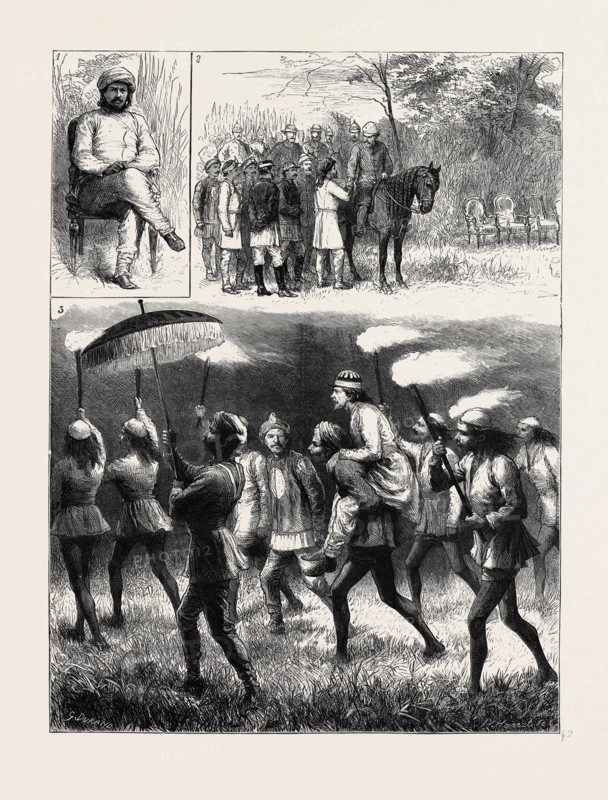 THE INDIAN TOUR OF H.R.H. THE PRINCE OF WALES: REMINISCENCES OF THE LATE SIR JUNG BAHADOOR; IN THE NEPAUL TERAI; 1875-1876; 1. Sir Jung Bahadoor, G.C.B., G.C.S.I., Prime Minister of Nepaul (Died in the Nepaul Terai, February 25, 1877); 2. Meeting of H.R.H. the Prince of Wales with Sir Jung Bahadoor, February 19, 1876; 3. An Evening Visit from Sir Jung Bahadoor