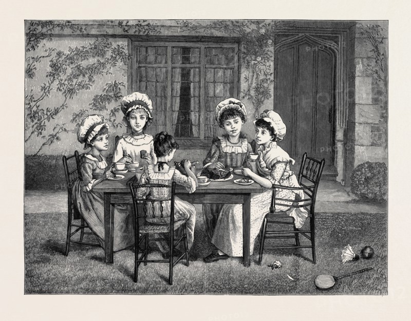 "BIRTHDAY TEA" FROM THE PICTURE BY MISS KATE GREENAWAY
