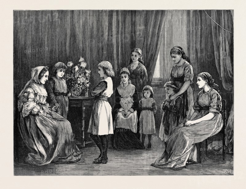 BUNYAN'S "PILGRIM'S PROGRESS" AT GROSVENOR HOUSE, SCENE FROM A REPRESENTATION OF PASSAGES FROM THE SECOND PART GIVEN BY THE FAMILY OF MR. AND MRS. GEORGE MACDONALD IN AID OF THE FUNDS OF THE NATIONAL ORPHAN HOME, HAM COMMON, SURREY