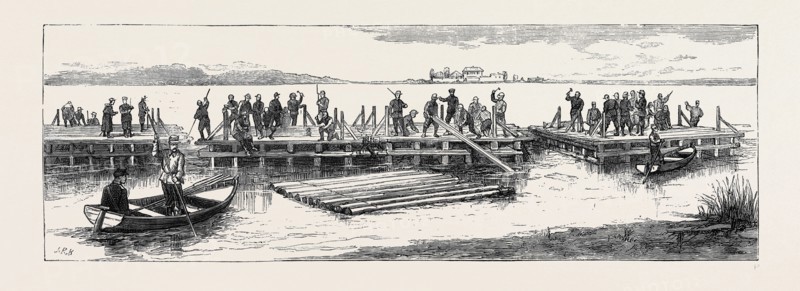 THE WAR IN THE EAST, WITH THE RUSSIANS ON THE DANUBE: MAKING RAFTS ON THE DANUBE, NEAR GALATZ