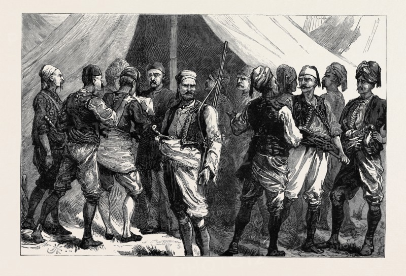 THE WAR IN THE EAST, WITH THE TURKS, VOLUNTEERS ENLISTING IN THE SQUARE OF THE SERASKERIAT, CONSTANTINOPLE
