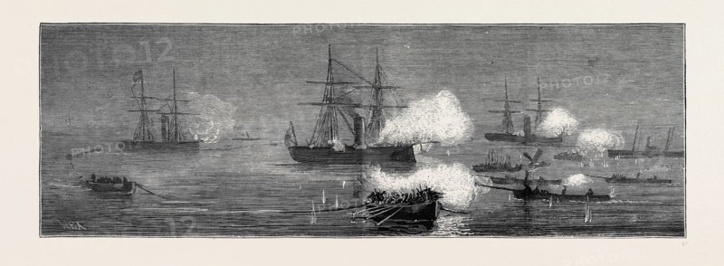 THE WAR IN THE EAST: WITH HOBART PASHA, THE UNSUCCESSFUL NIGHT ATTACK BY SEVEN RUSSIAN TORPEDO LAUNCHES ON TURKISH IRONCLADS OFF SULINA, JUNE 9