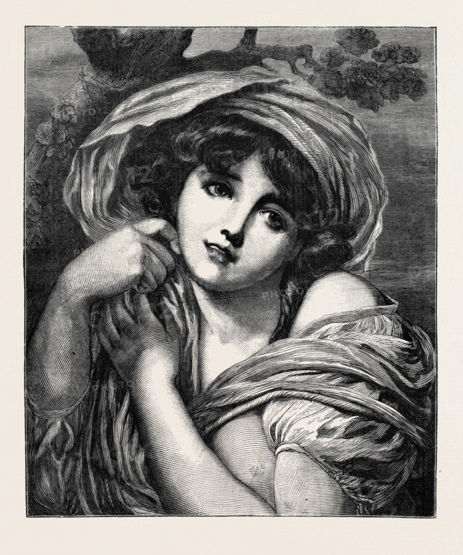 HEAD OF A GIRL, BY GREUZE, 1870