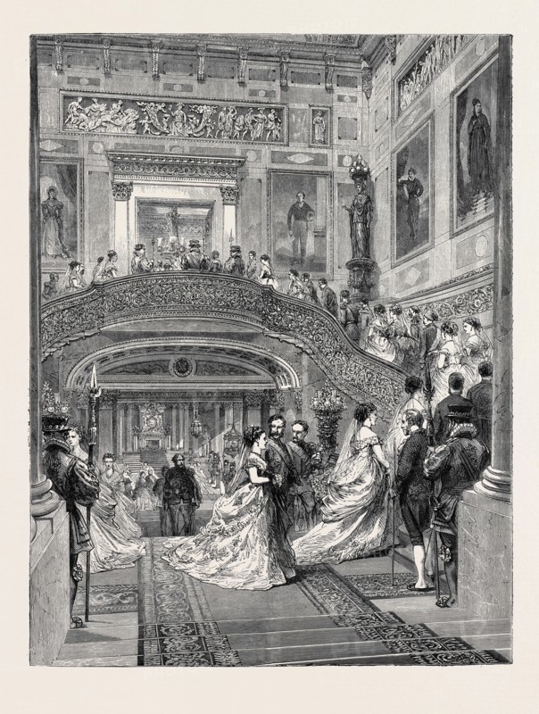 THE STAIRCASE AT BUCKINGHAM PALACE, LONDON, 1870