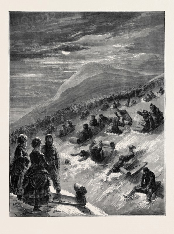 TOBOGGANING IN CANADA, 1870