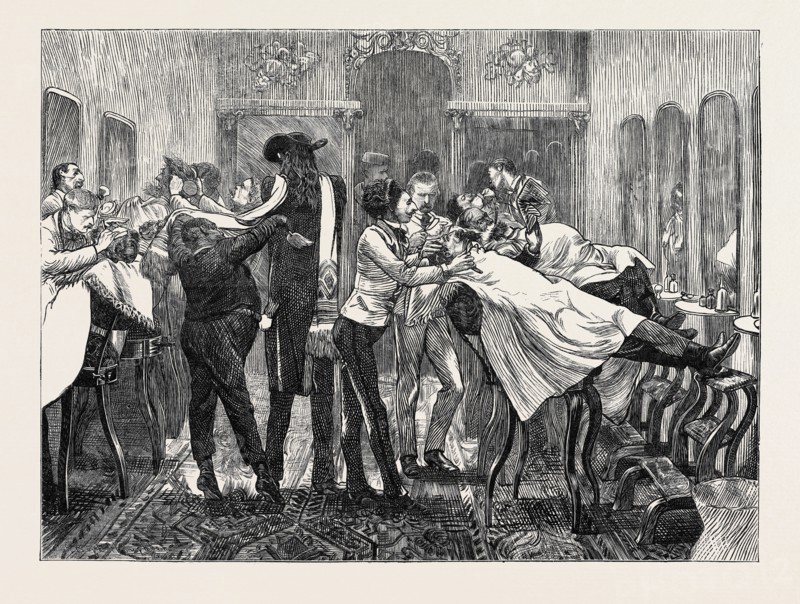 BARBER'S SALOON, NEW YORK, 1870