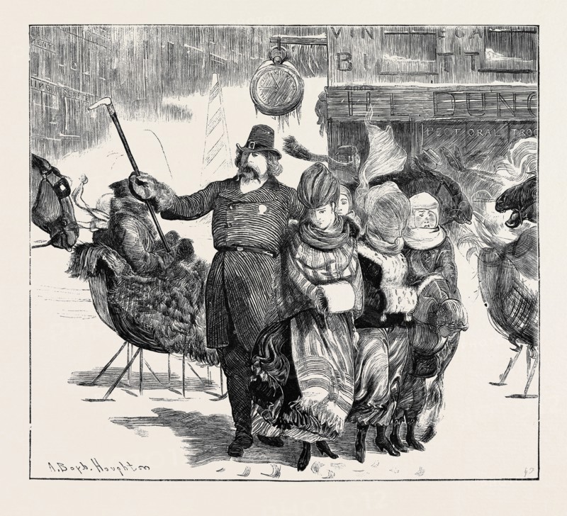 POLICE CONVOY IN BOSTON, 1870