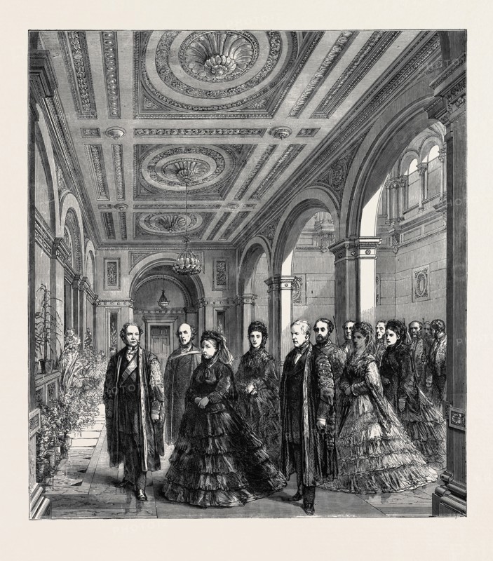THE OPENING OF THE LONDON UNIVERSITY BUILDINGS, ARRIVAL OF THE QUEEN, 1870