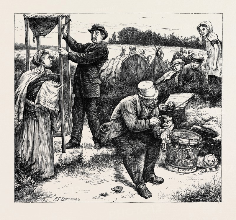 ON THE ROAD TO THE DERBY, THE PUNCH AND JUDY MAN, 1870