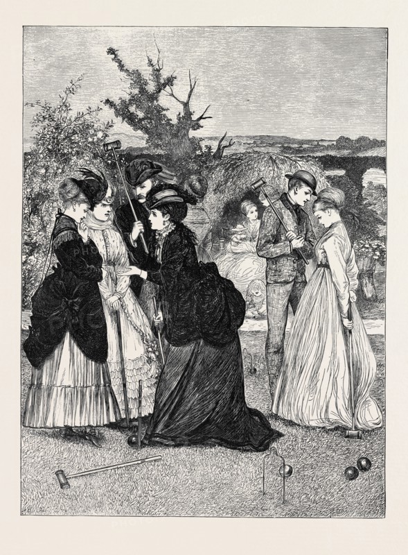 A GAME OF CROQUET, 1870