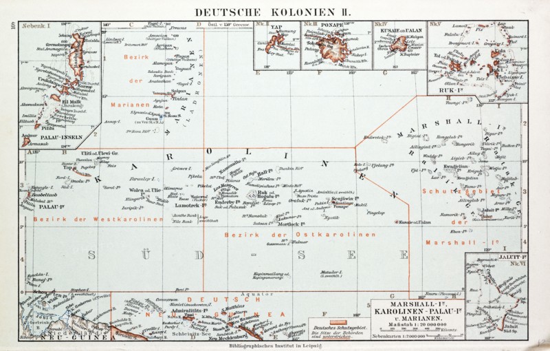 MAP OF GERMAN COLONIES, GERMAN NEW GUINEA, 1899