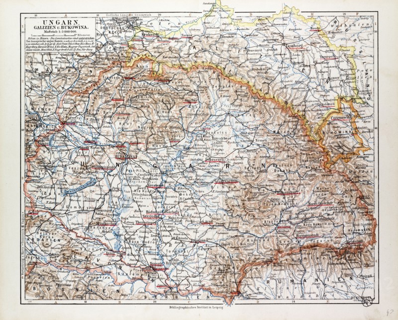MAP OF HUNGARY, 1899