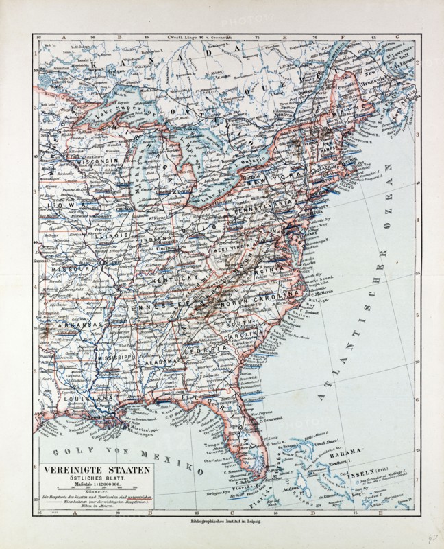 MAP OF THE EASTERN PART OF THE UNITED STATES OF AMERICA, 1899