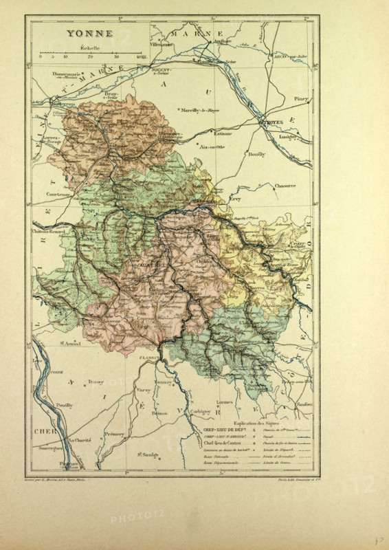 MAP OF YONNE, FRANCE