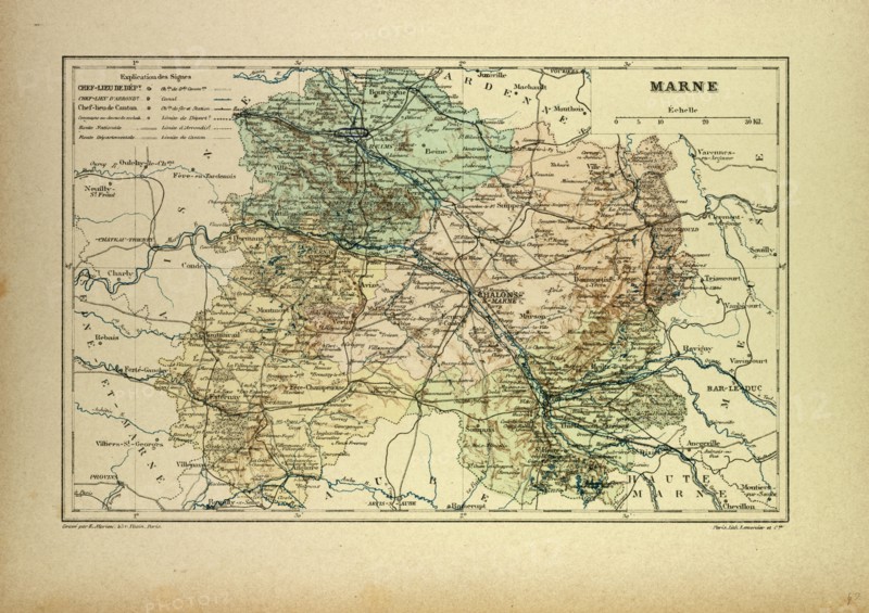 MAP OF MARNE, FRANCE