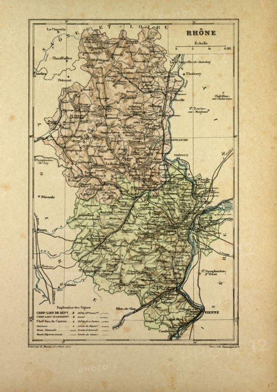 MAP OF RHÃîNE, FRANCE