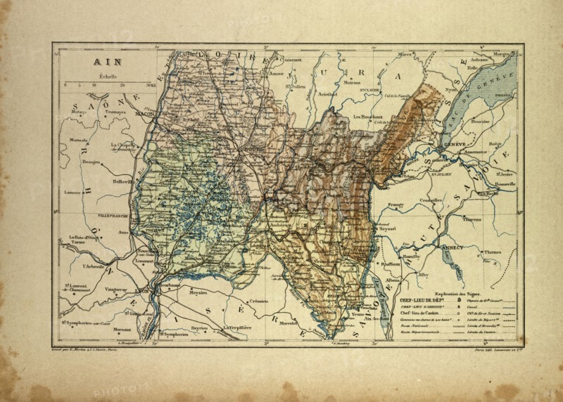 MAP OF AIN, FRANCE