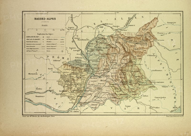 MAP OF BASSES-ALPES, FRANCE