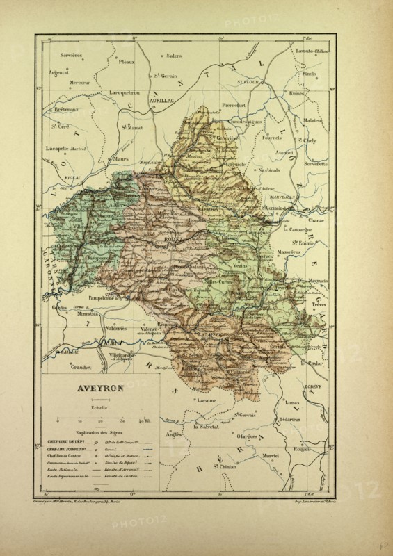 MAP OF AVEYRON, FRANCE
