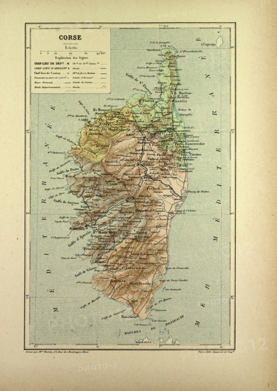 MAP OF CORSE, FRANCE