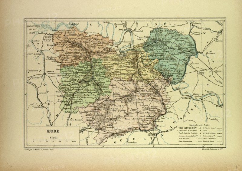 MAP OF EURE, FRANCE