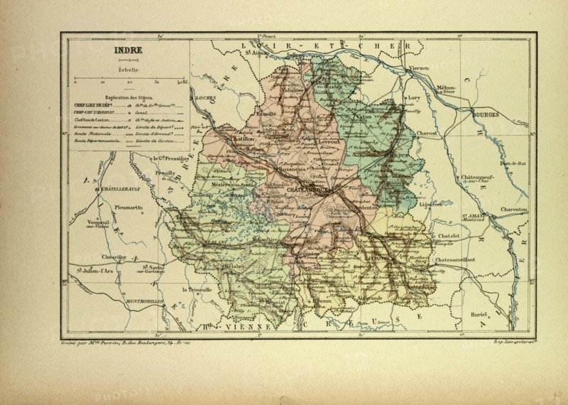 MAP OF INDRE, FRANCE