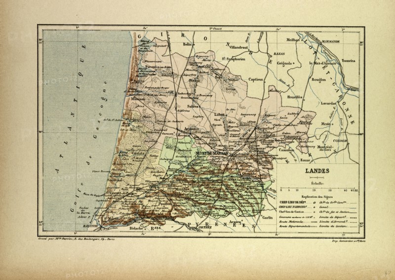 MAP OF LANDES, FRANCE