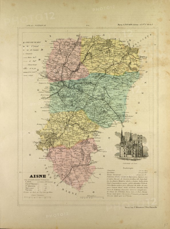 MAP OF AISNE, FRANCE