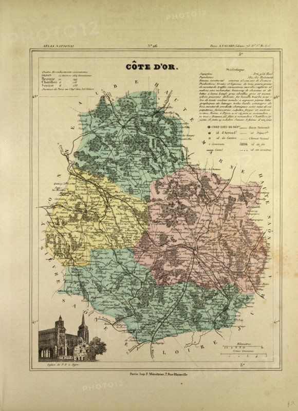 MAP OF CÃîTE D'OR, FRANCE