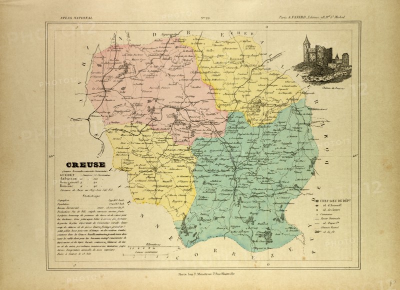 MAP OF CREUSE, FRANCE