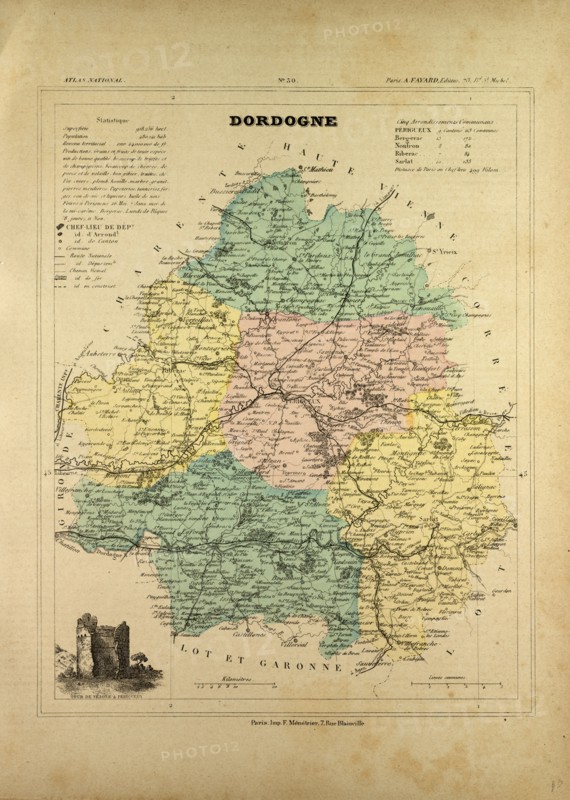 MAP OF DORDOGNE, FRANCE