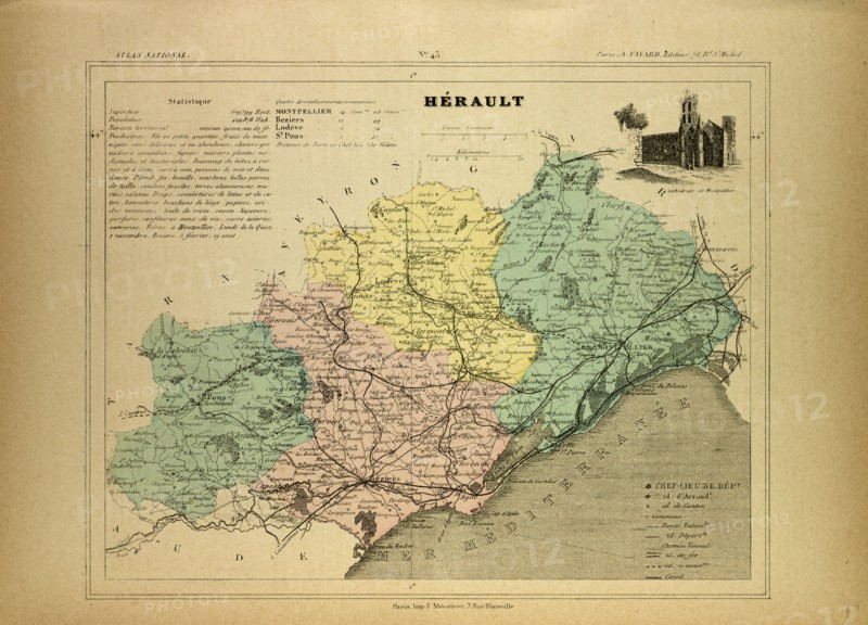 MAP OF HÃâRAULT, FRANCE