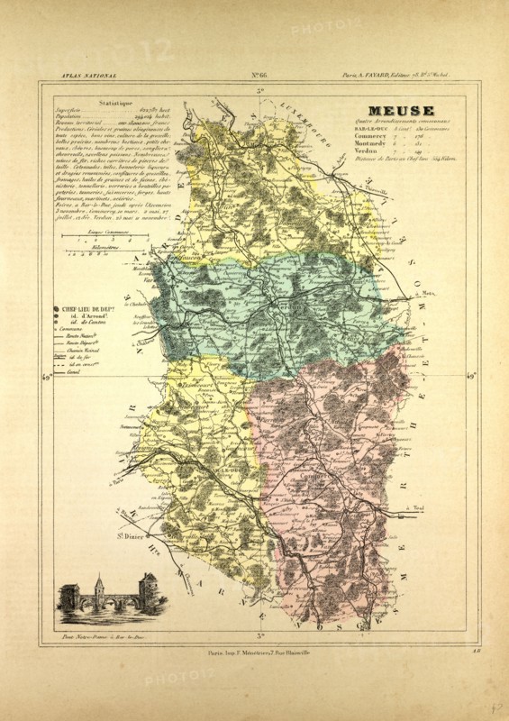 MAP OF MEUSE, FRANCE