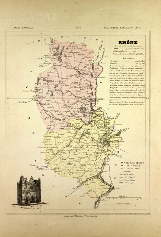MAP OF RHÃîNE, FRANCE