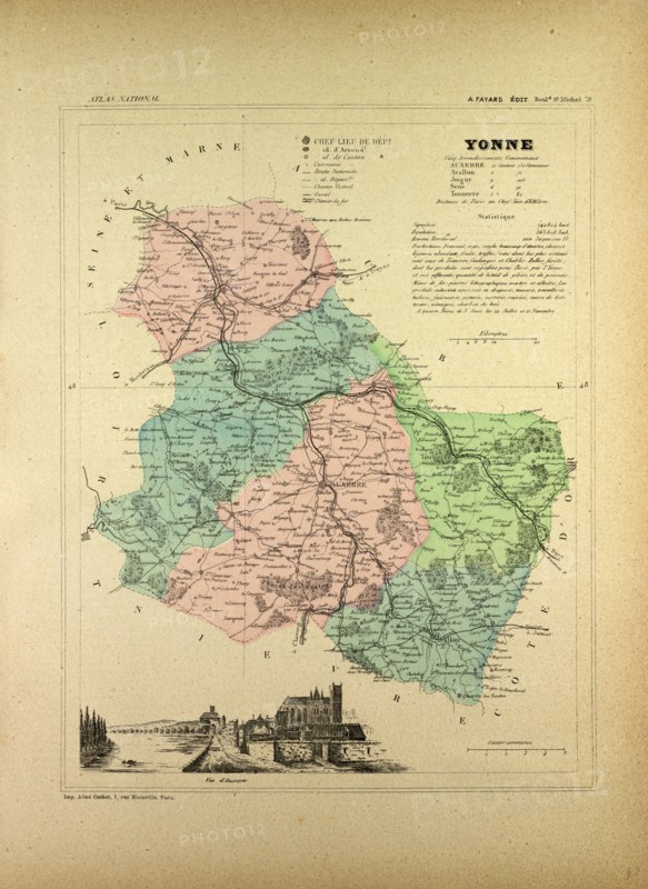 MAP OF YONNE, FRANCE
