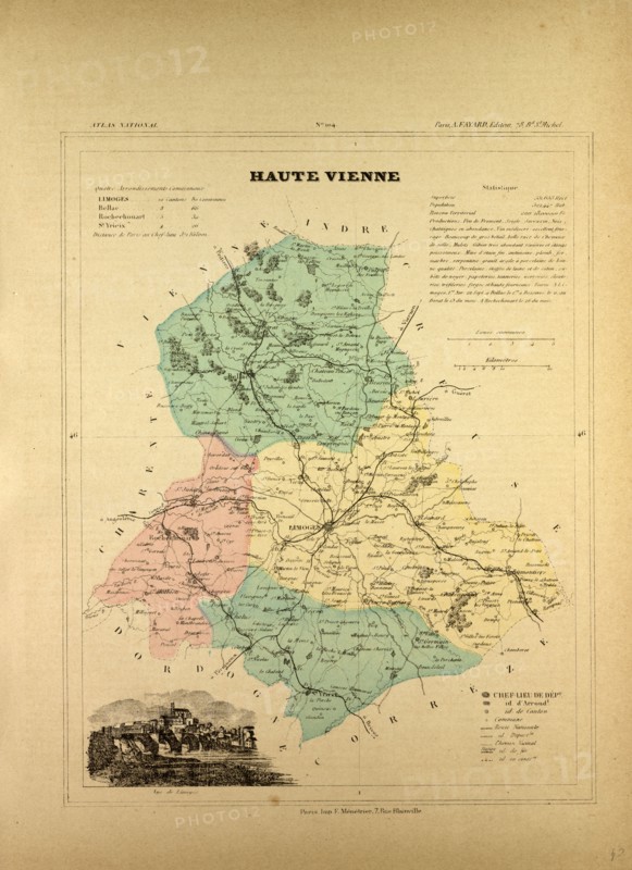 MAP OF HAUTE VIENNE, FRANCE