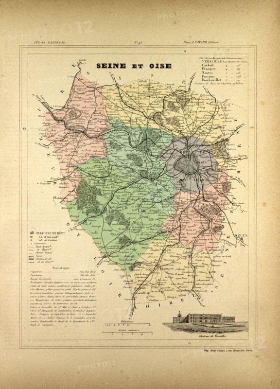 MAP OF SEINE ET OISE, FRANCE