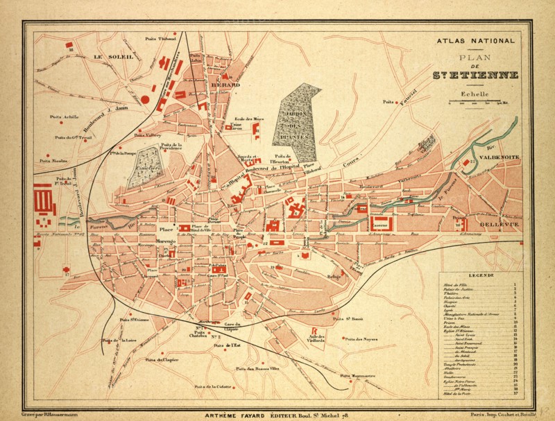 MAP OF ST. ETIENNE, FRANCE