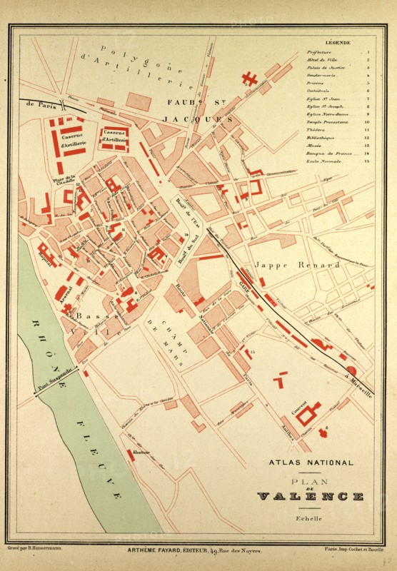 MAP OF VALENCE, FRANCE