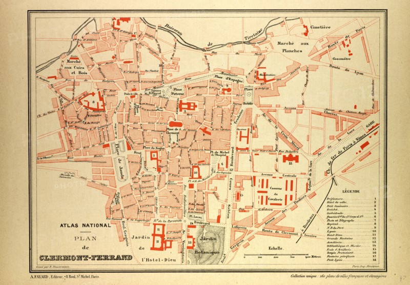 MAP OF CLERMONT-FERRAND, FRANCE