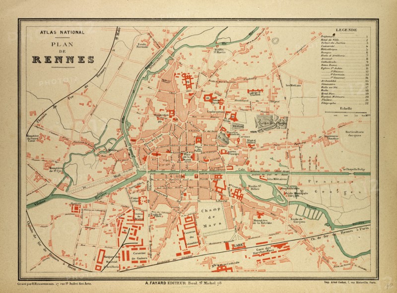 MAP OF RENNES, FRANCE