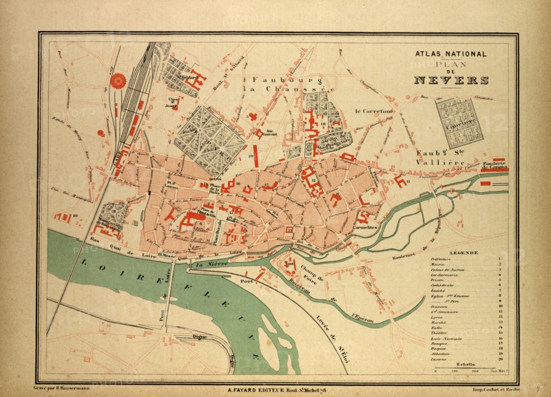 MAP OF NEVERS, FRANCE